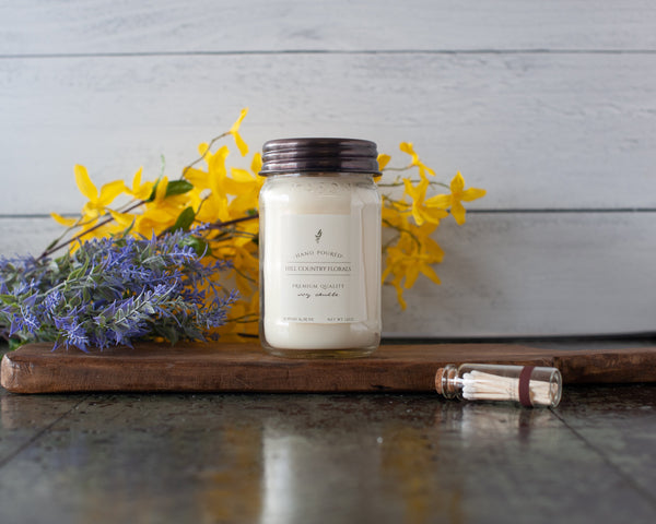 Farmhouse Mason Candle ~ Hill Country Florals