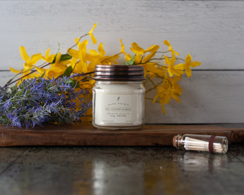 Farmhouse Mason Candle ~ Hill Country Florals